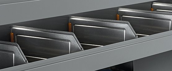 Wannen mit Trennwänden aus Aluminium