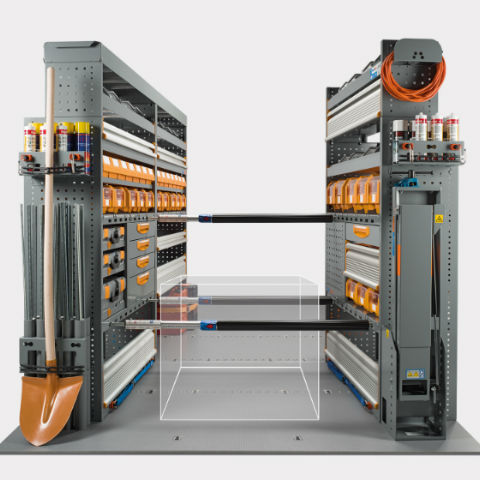 Regale mit zusätzlichen Airline-Haltesystemen